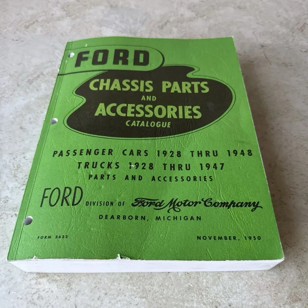 ORIGINAL 1928-1948 Ford Green Bible Chassis Parts Catalog Illustrated Book. 1950
